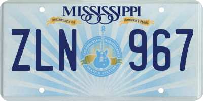 MS license plate ZLN967