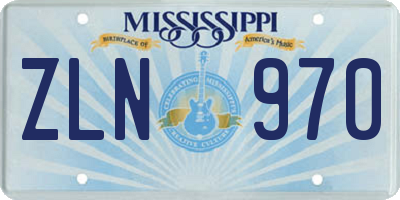 MS license plate ZLN970