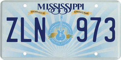 MS license plate ZLN973
