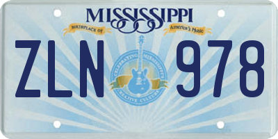 MS license plate ZLN978