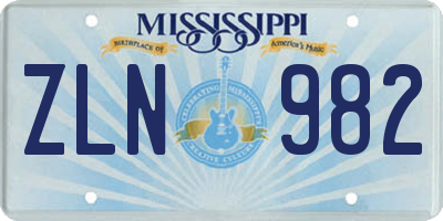 MS license plate ZLN982