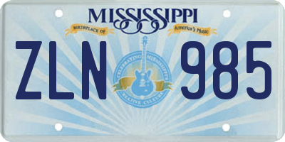 MS license plate ZLN985