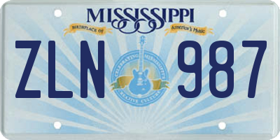 MS license plate ZLN987