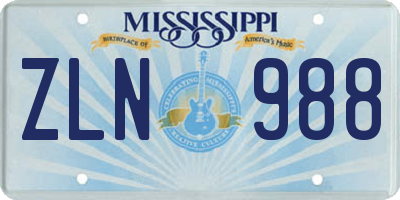 MS license plate ZLN988