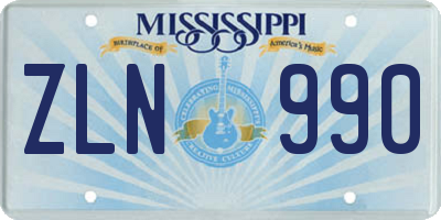 MS license plate ZLN990