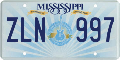 MS license plate ZLN997