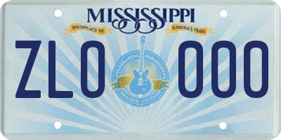 MS license plate ZLO000
