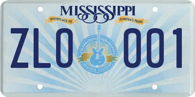 MS license plate ZLO001