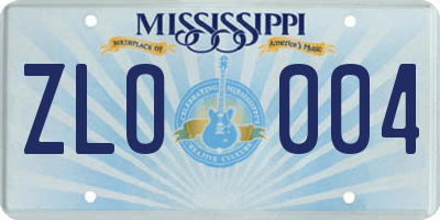 MS license plate ZLO004