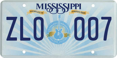 MS license plate ZLO007