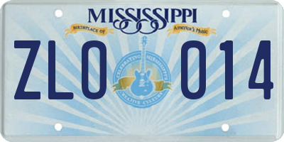 MS license plate ZLO014