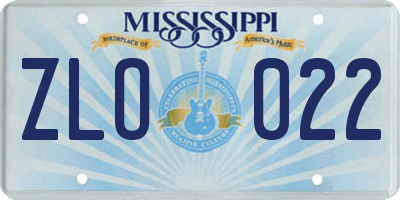MS license plate ZLO022