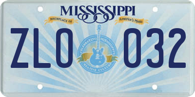 MS license plate ZLO032