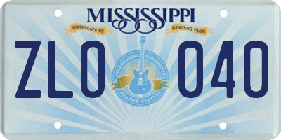 MS license plate ZLO040