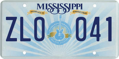MS license plate ZLO041