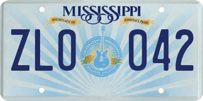 MS license plate ZLO042