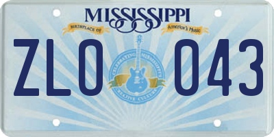 MS license plate ZLO043