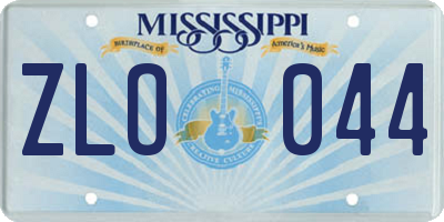 MS license plate ZLO044
