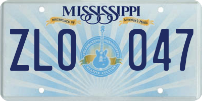 MS license plate ZLO047