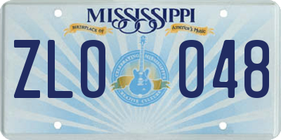 MS license plate ZLO048