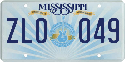 MS license plate ZLO049