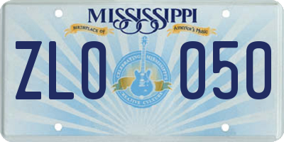 MS license plate ZLO050