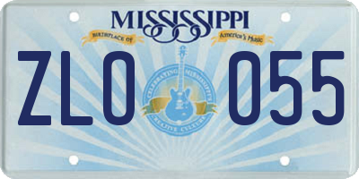 MS license plate ZLO055
