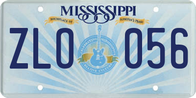MS license plate ZLO056