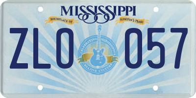 MS license plate ZLO057