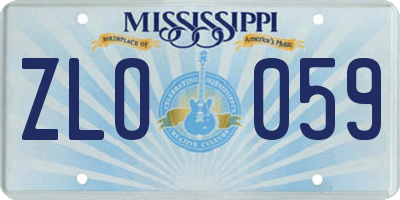 MS license plate ZLO059