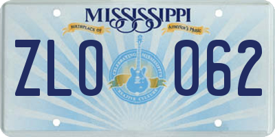MS license plate ZLO062