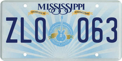 MS license plate ZLO063
