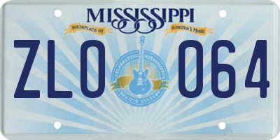 MS license plate ZLO064