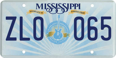 MS license plate ZLO065