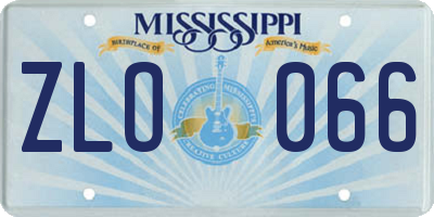 MS license plate ZLO066