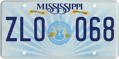 MS license plate ZLO068