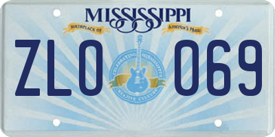 MS license plate ZLO069