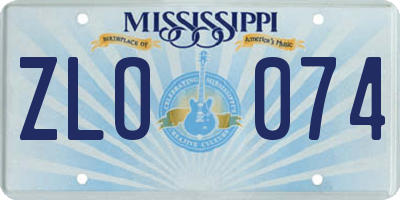 MS license plate ZLO074