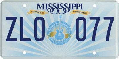 MS license plate ZLO077