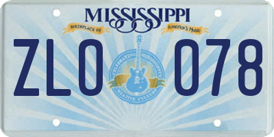 MS license plate ZLO078