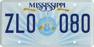 MS license plate ZLO080