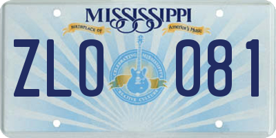 MS license plate ZLO081