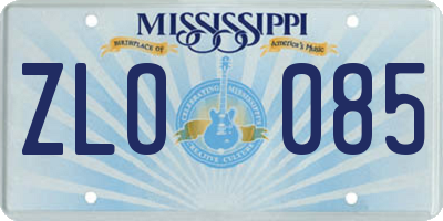 MS license plate ZLO085