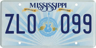 MS license plate ZLO099