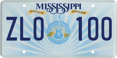 MS license plate ZLO100