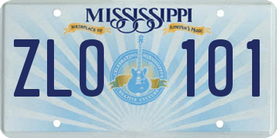 MS license plate ZLO101
