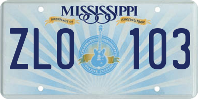 MS license plate ZLO103