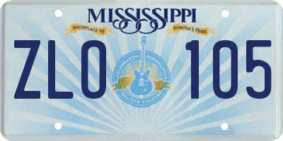 MS license plate ZLO105