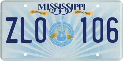 MS license plate ZLO106