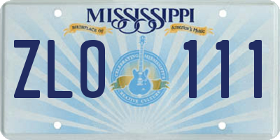 MS license plate ZLO111